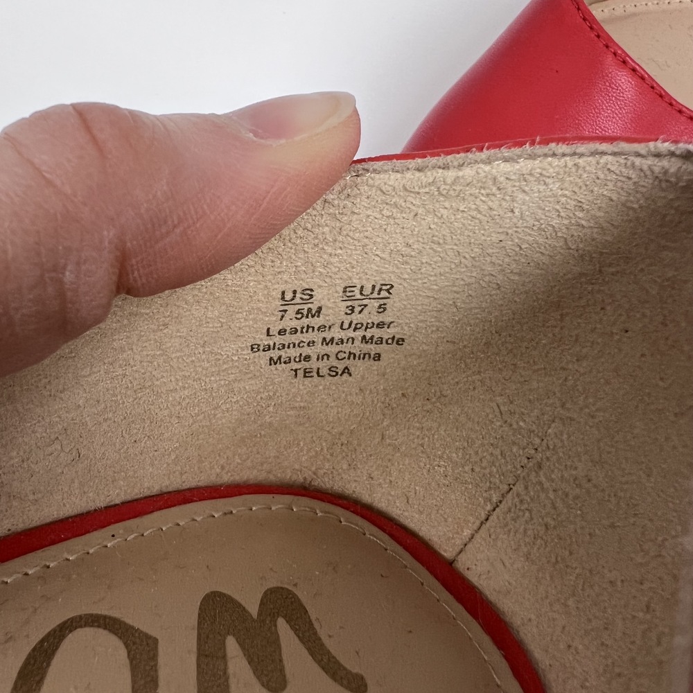 EUC-Sam Edelman, Red Tan, Closed Toe, Pointy Toe, Heel Only Pumps, Size 7.5 - Picture 5 of 9